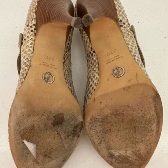 GIORGIO ARMANI Cream Snakeskin Mary Jane - Picture 9 of 10